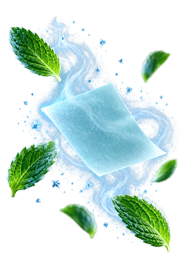 A Calmour strip with mint leaves and cold vapour